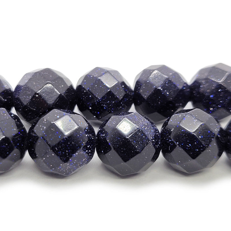 Blue Goldstone Faceted 10mm Round Beads