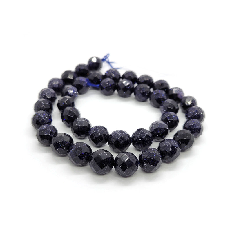 Blue Goldstone Faceted 10mm Round Beads