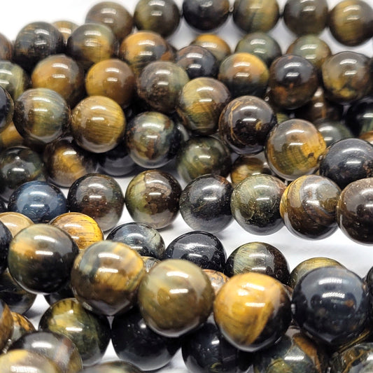 Blue & Yellow Tiger Eye 10mm Round Bead