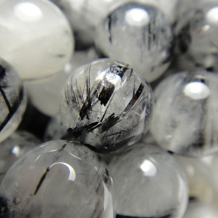 Black Rutilated Quartz 10mm Round Beads