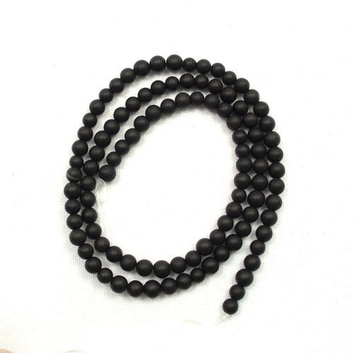 Matte Black stone beads 4mm