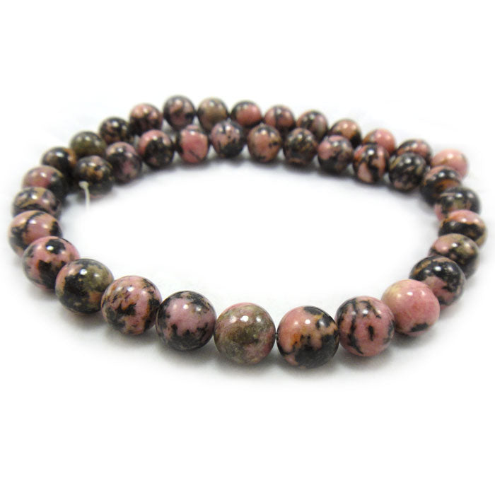 Black Veined Rhodonite 10mm Beads