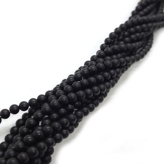 Black Onyx Matte 4mm Round Beads