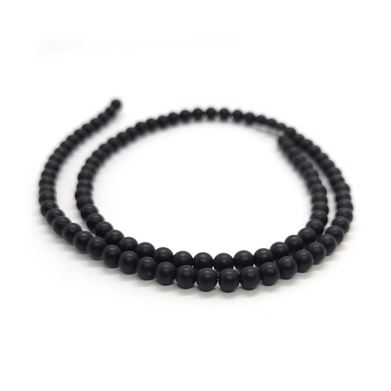 Black Onyx Matte 4mm Round Beads