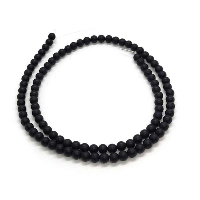 Black Onyx Matte 4mm Round Beads