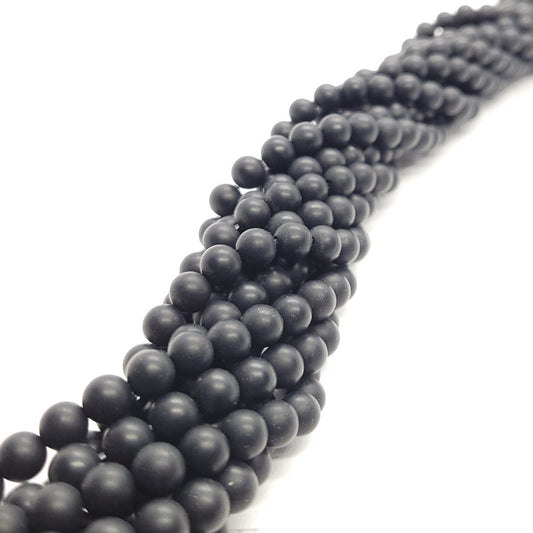 Black Onyx Matte 6mm Round Beads