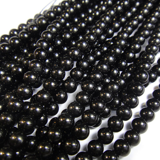 Black Tourmaline 4mm Round Beads