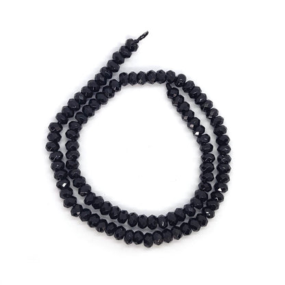 Black Onyx Faceted 4x6mm Rondelle Beads