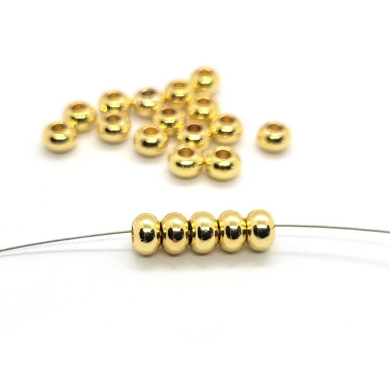 Brass Golden Spacer Beads Rondelle 6x4mm (Pack 20)