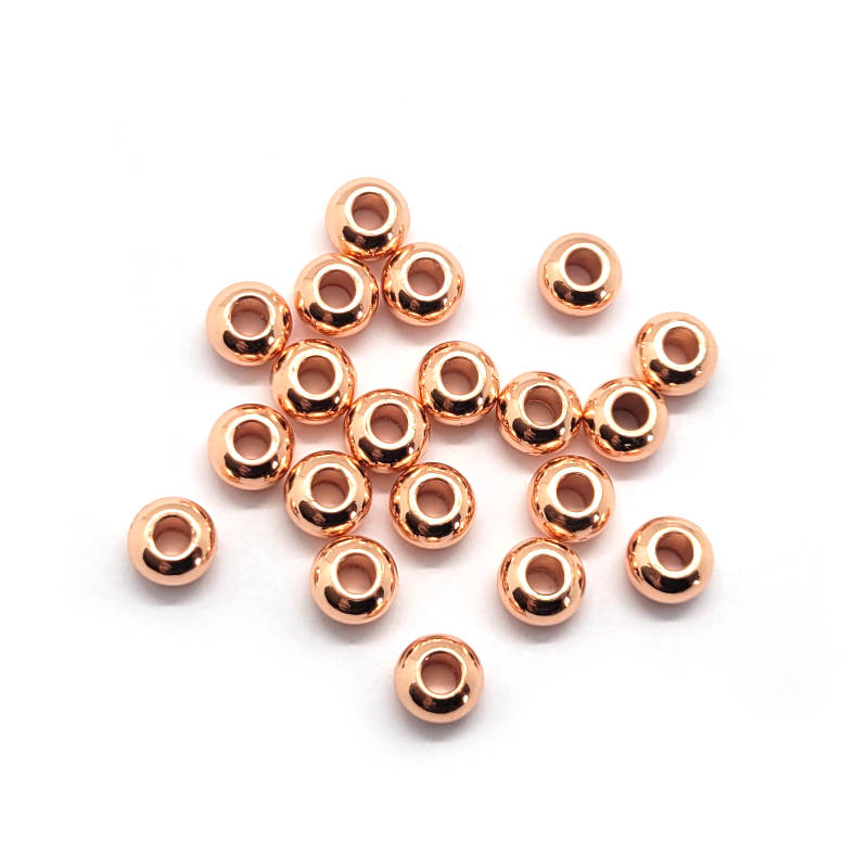 Brass Rose Gold Spacer Beads Rondelle 6x4mm (Pack 20)