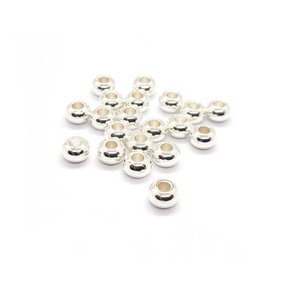 Brass Silver Spacer Beads Rondelle 6x4mm (Pack 20)