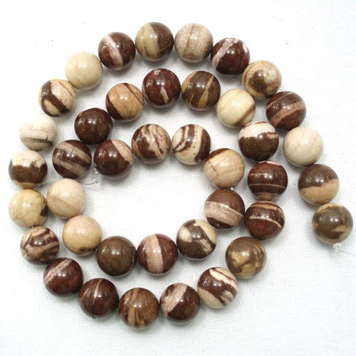 Brown Zebra Jasper 10mm Round Beads