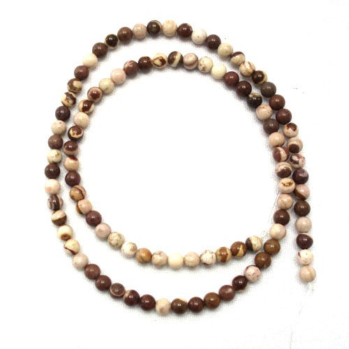 Brown Zebra Jasper 4mm Round Beads