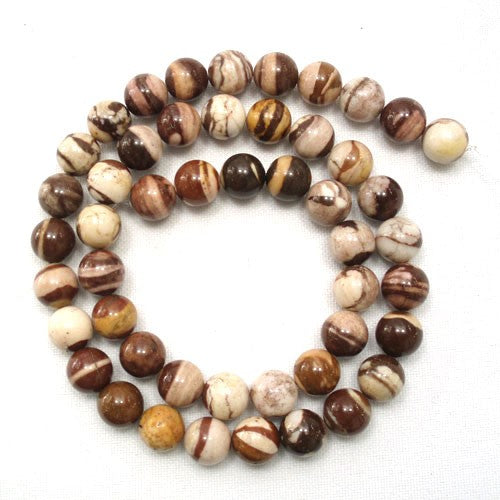 Brown Zebra Jasper 8mm Round Beads