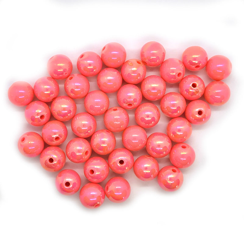 AB Plated Hot Pink Acrylic Bubblegum Beads 16mm