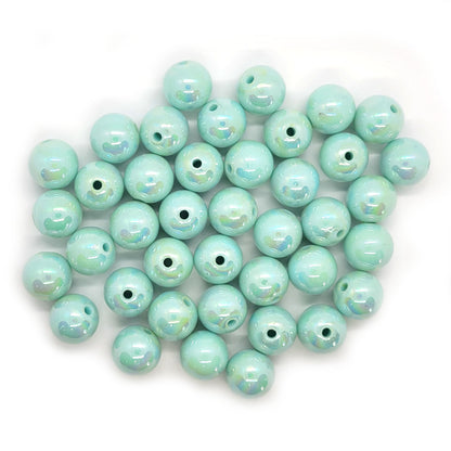 AB Plated Light Cyan Acrylic Bubblegum Beads 16mm