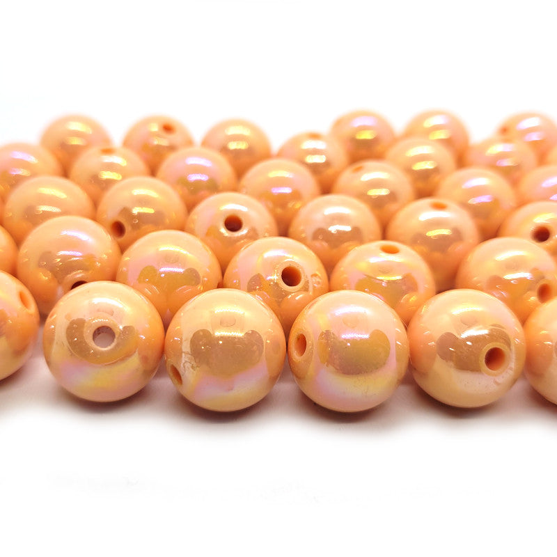 AB Plated Peach Acrylic Bubblegum Beads 16mm