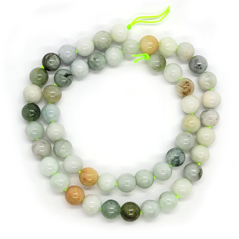 Natural Burmese Jade 8mm Round Beads