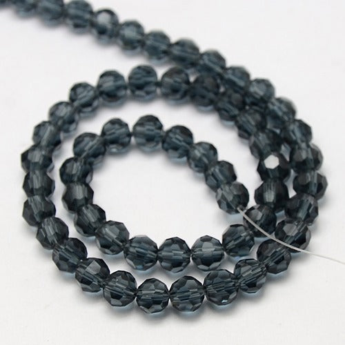 Prussian Blue 8mm Faceted Round Glass Beads