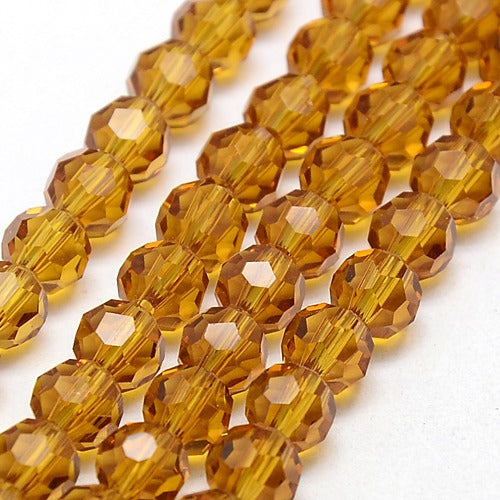 Golden Rod 6mm Faceted Round Glass Beads