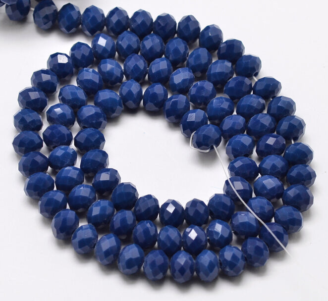 Marine Blue 6x4mm Faceted Abacus Glass Beads