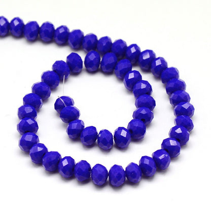 Blue 6x4mm Faceted Abacus Glass Beads