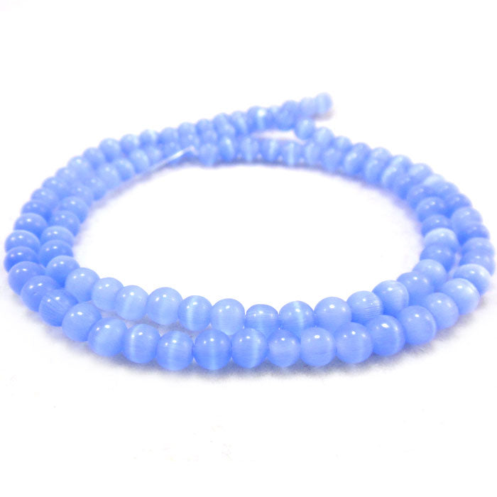 Cats Eye Light Blue 4mm Round Beads