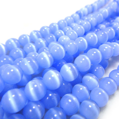 Cats Eye Light Blue 6mm Round Beads