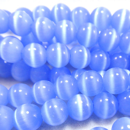 Cats Eye Light Blue 6mm Round Beads