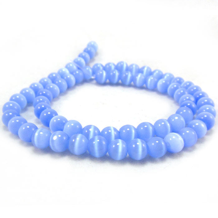 Cats Eye Light Blue 6mm Round Beads