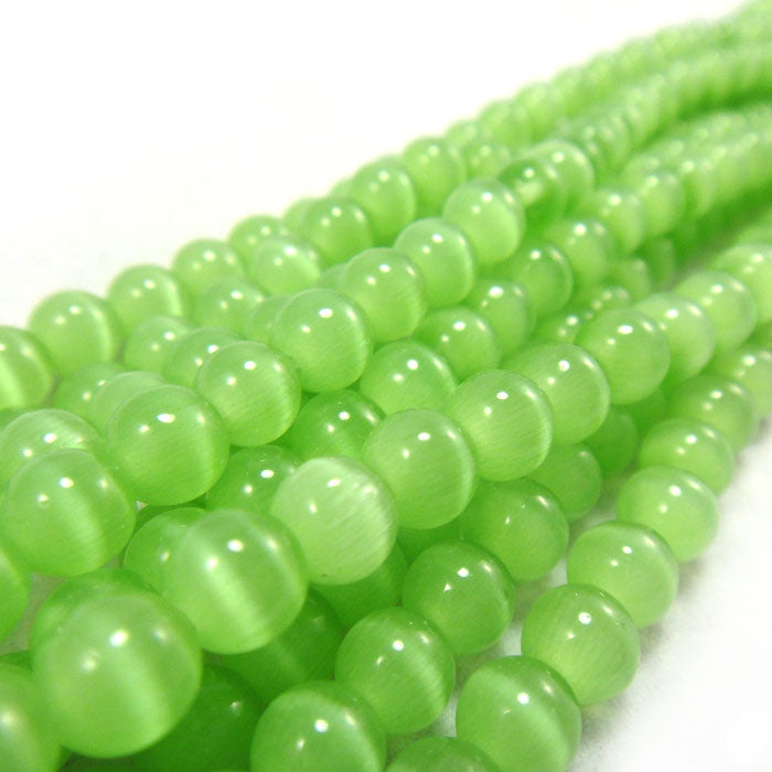 Cats Eye Light Green 6mm Round Beads