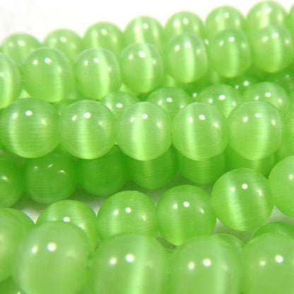 Cats Eye Light Green 6mm Round Beads