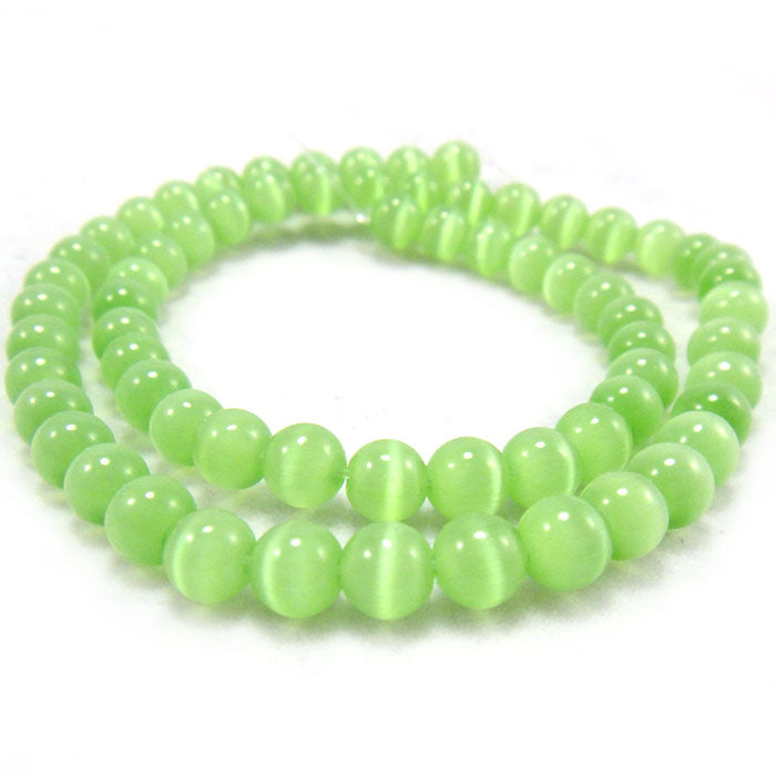 Cats Eye Light Green 6mm Round Beads