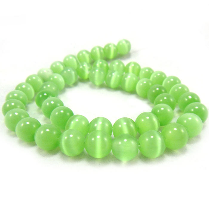 Cats Eye Light Green 8mm Round Beads