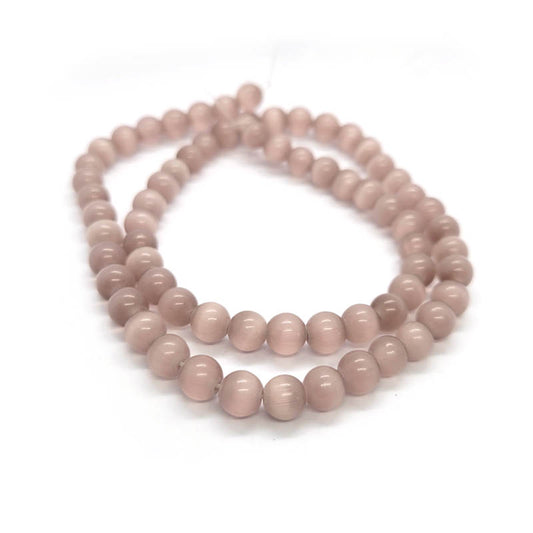 Cats Eye Light Mauve 6mm Round Beads 