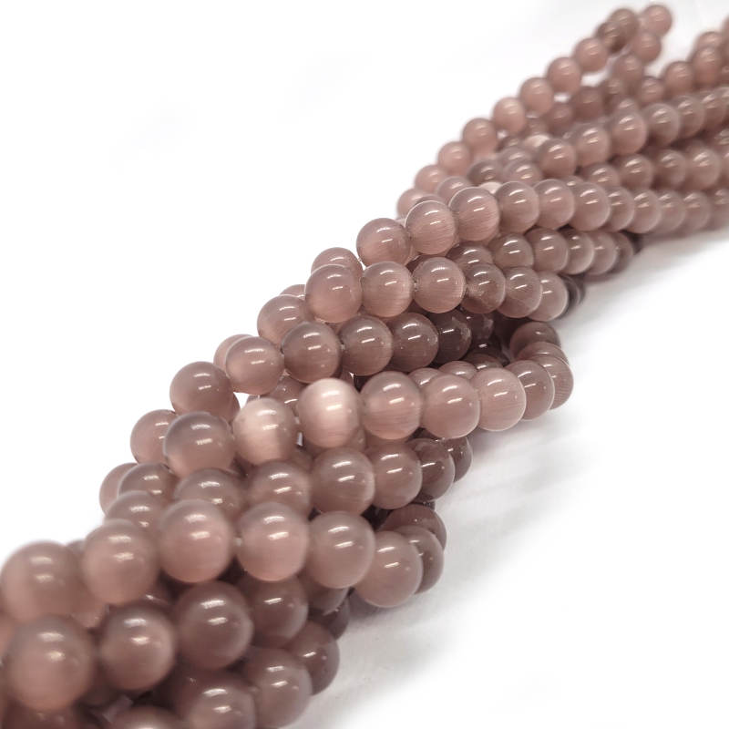 Cats Eye Light Mauve 8mm Round Beads