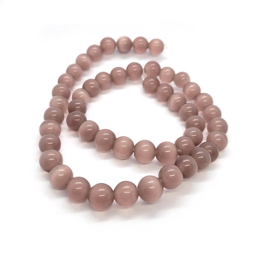 Cats Eye Light Mauve 8mm Round Beads