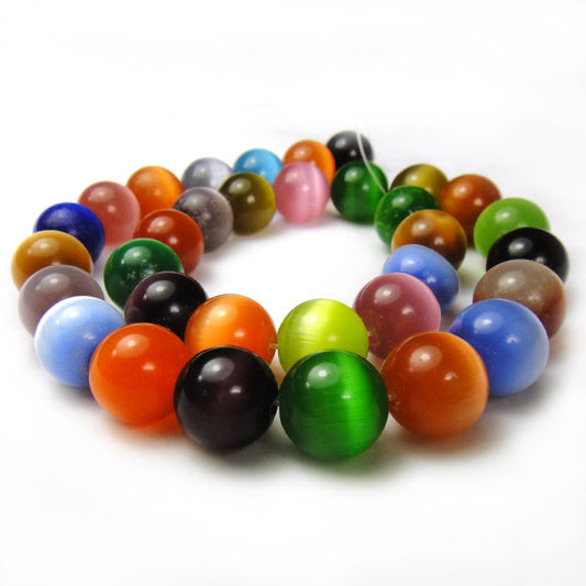 Cats Eye Multicolour 12mm Round Beads 