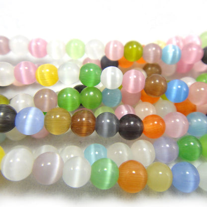 Cats Eye Multicolour 4mm Round Beads