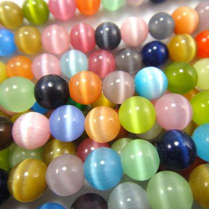 Cats Eye Multicolour 6mm Round Beads