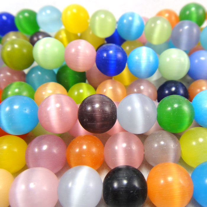 Cats Eye Multicolour 8mm Round Beads