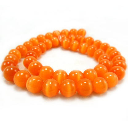 Cats Eye Orange 8mm Round Beads