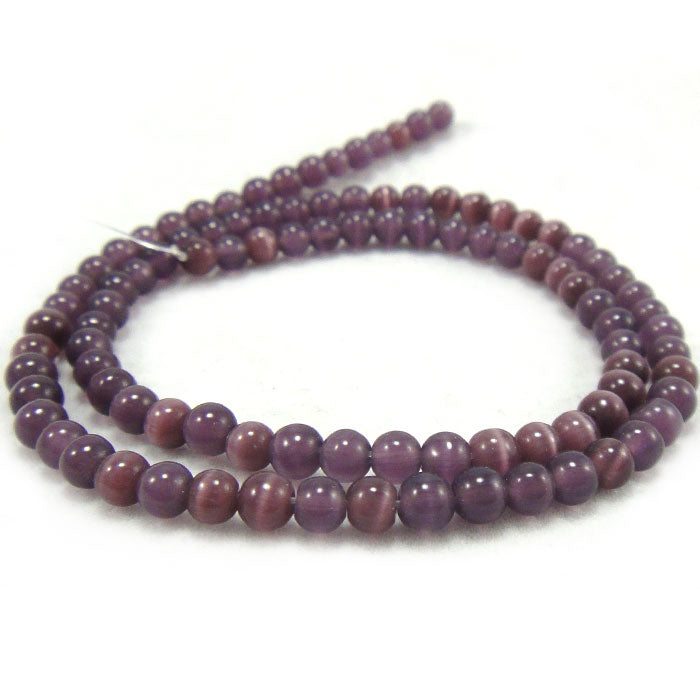 Cats Eye Deep Purple 4mm Round Beads