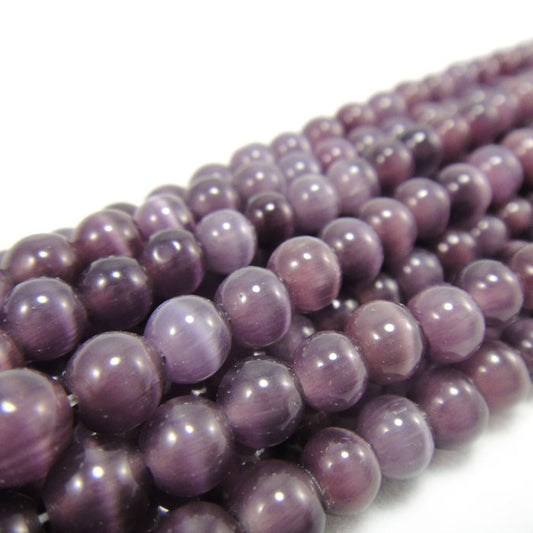 Cats Eye Deep Purple 6mm Round Beads