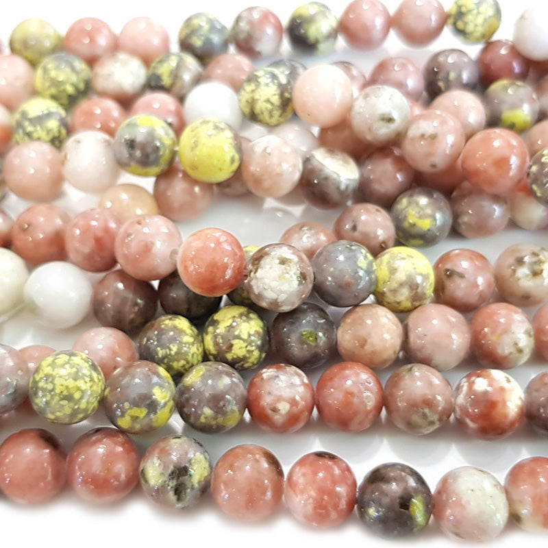 Cherry Blossom Jasper 8mm Round Beads