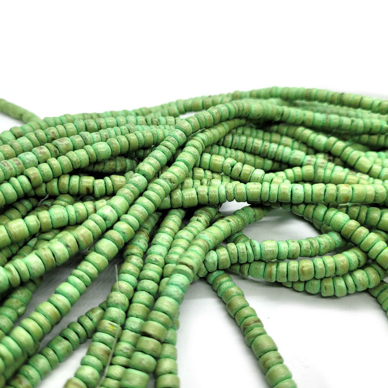 Coco Lime Green Wood 4x6mm Beads