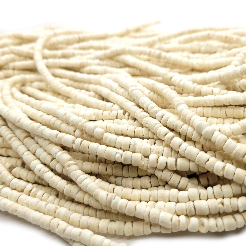 Coco White 3x4mm Wood Beads