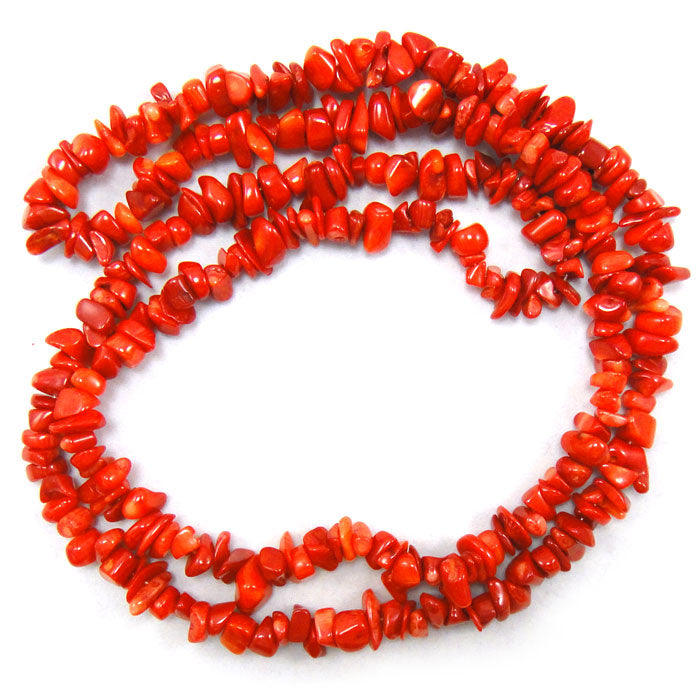 Red Coral Chip Beads