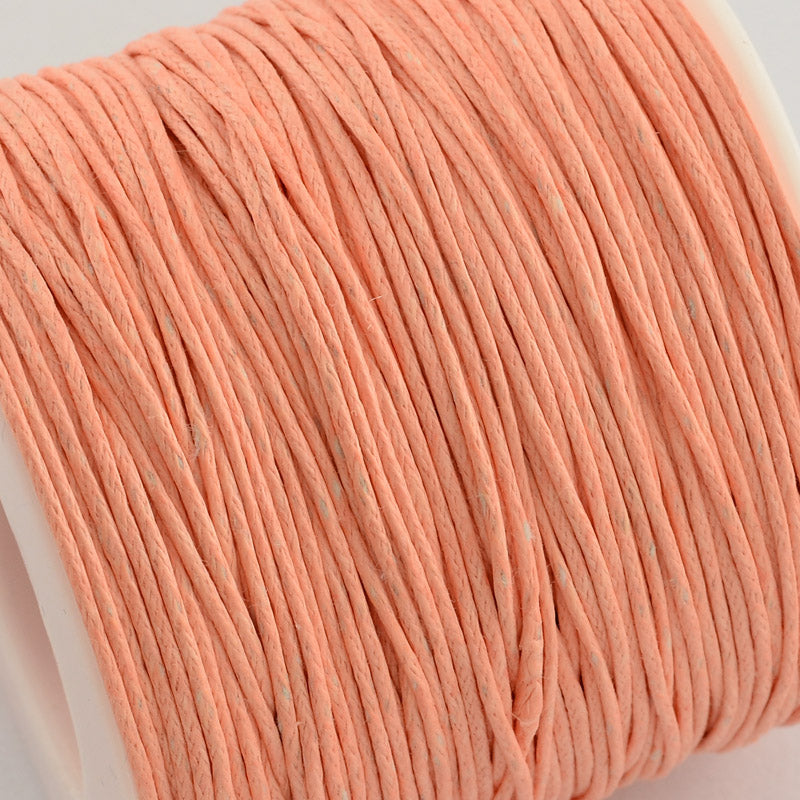 Peach Waxed Cotton Cord 1mm 90M Roll