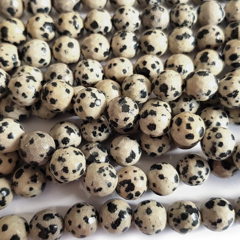 Dalmatian Jasper 10mm Faceted Round Beads